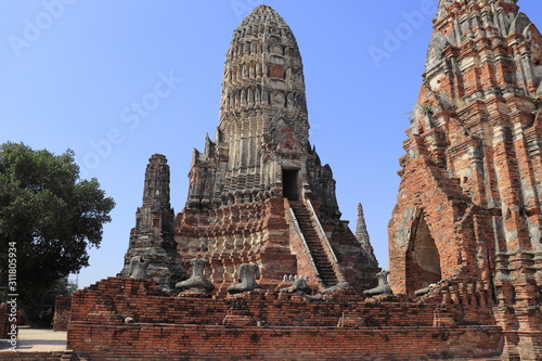 A beautiful view of buddhist temple in Ayutthaya, Thailand.