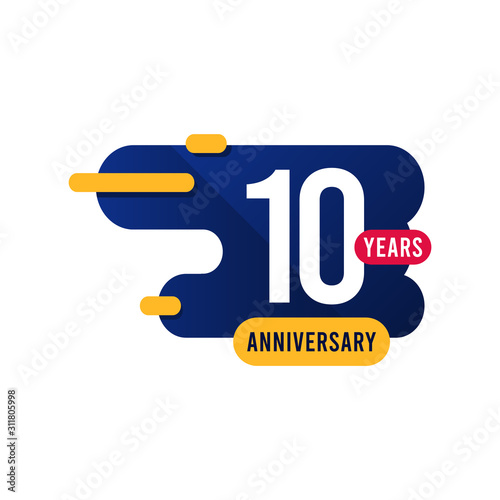10 Years Anniversary blue yellow Vector Template Design Illustration