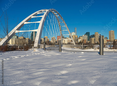 The Walterdale Bridge with the view of d.owntown Edmonton, Alberta, Canada © TravelT