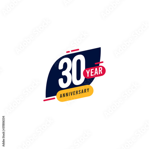 30 Years Anniversary blue yellow Vector Template Design Illustration