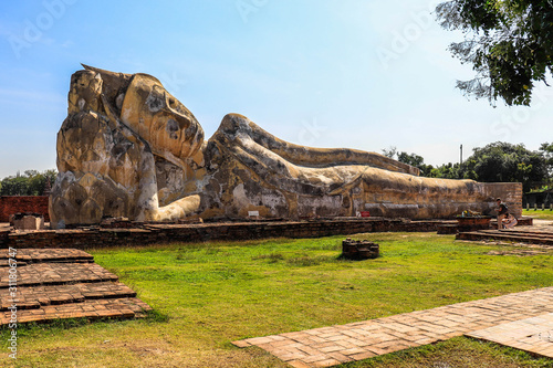 A beautiful view of Wat Lokaya Sutharam temple in Ayutthaya, Thailand photo