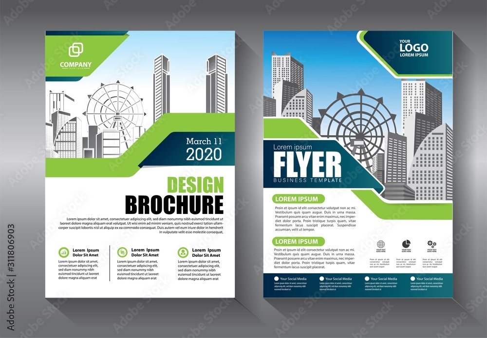 Business abstract vector template. Brochure design, cover modern layout, annual report, poster, flyer in A4 with colorful triangles, geometric shapes for tech, science, market with light background