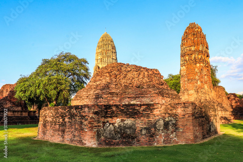 A beautiful view of Wat Ratchaburana temple in Ayutthaya, Thailand.