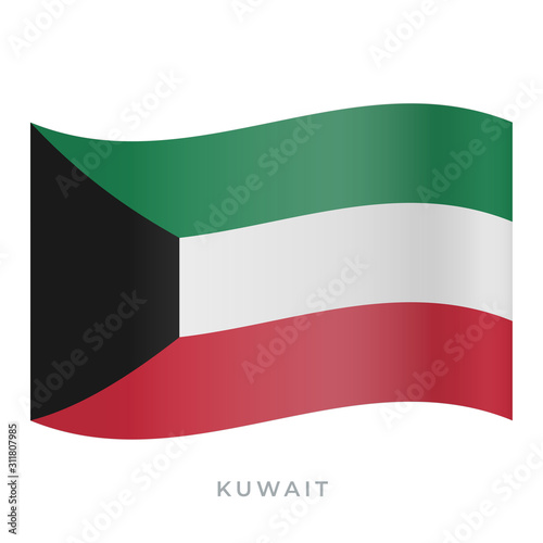 Free Download Kuwait waving flag vector icon. Vector illustration isolated on white. - GFXLoad