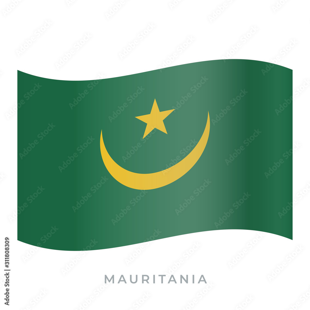 Mauritania waving flag vector icon. Vector illustration isolated on white. Mauritania waving flag vector icon. Vector illustration isolated on white.