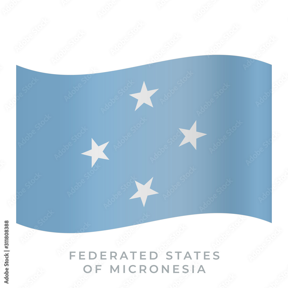 Micronesia waving flag vector icon. Vector illustration isolated on white.