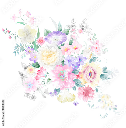 Watercolor flowers illustration