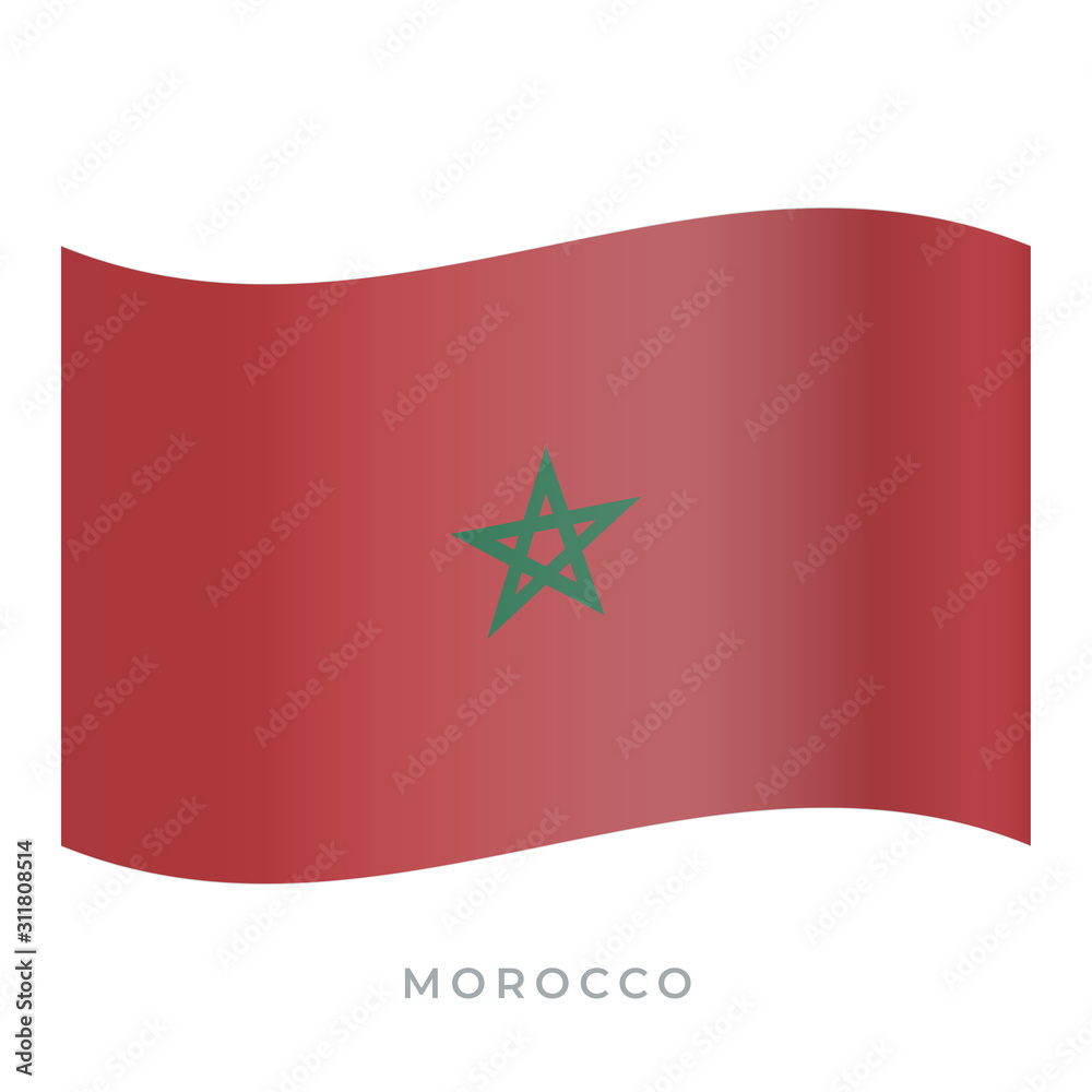 Morocco waving flag vector icon. Vector illustration isolated on white.
