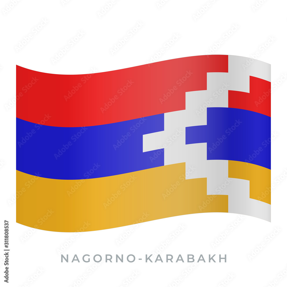 Fototapeta premium Nagorno-Karabakh waving flag vector icon. Vector illustration isolated on white.