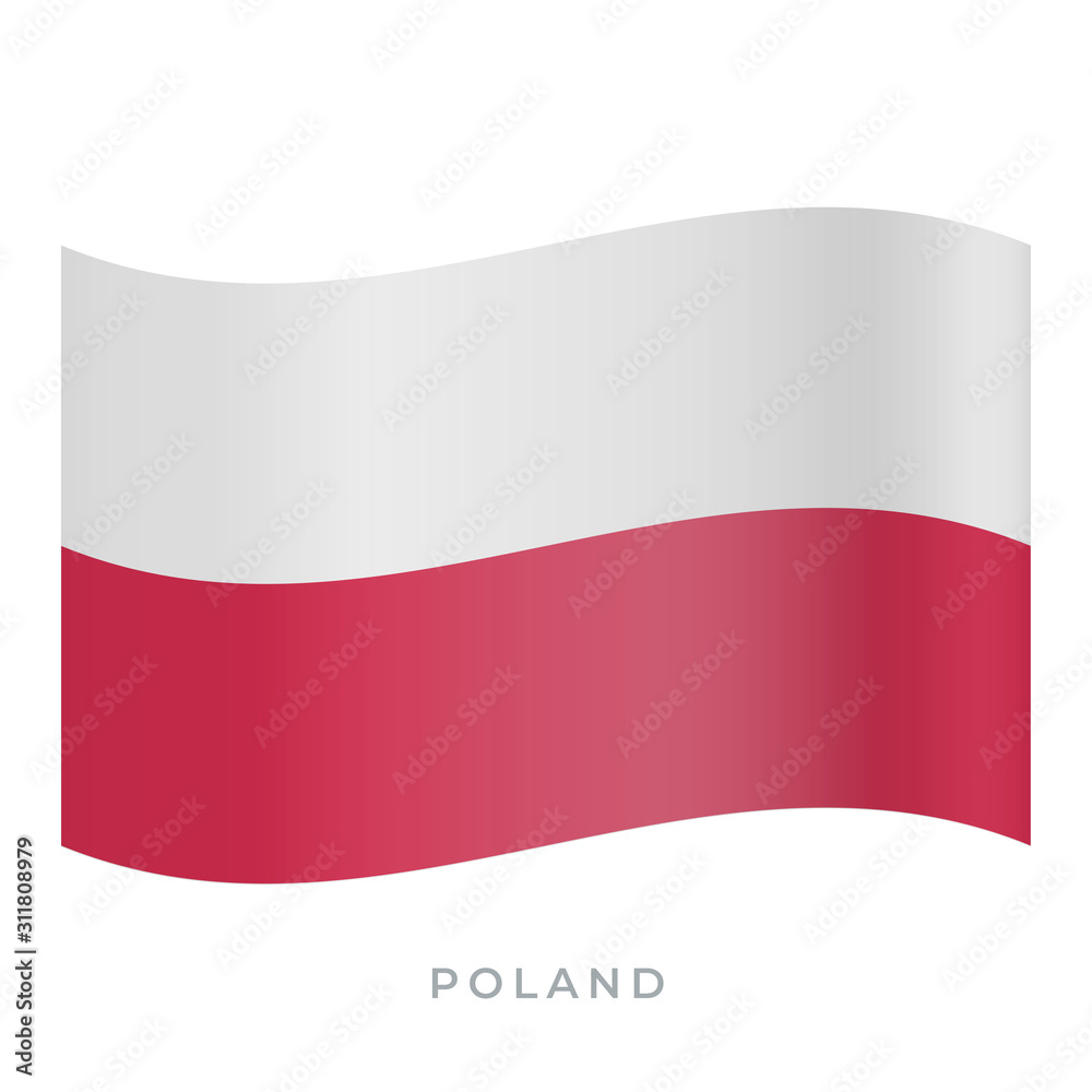 Poland waving flag vector icon. Vector illustration isolated on white. Poland waving flag vector icon. Vector illustration isolated on white.