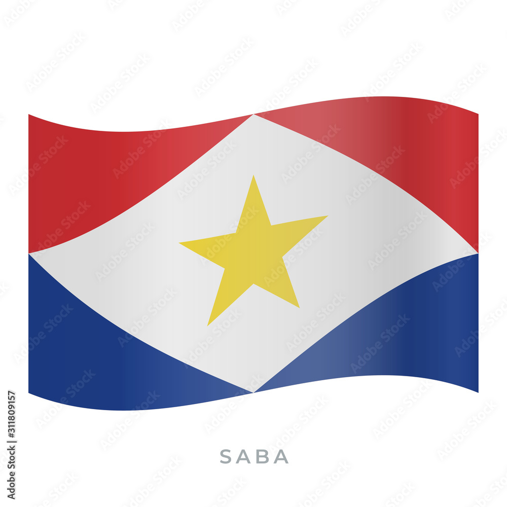 Saba waving flag vector icon. Vector illustration isolated on white.