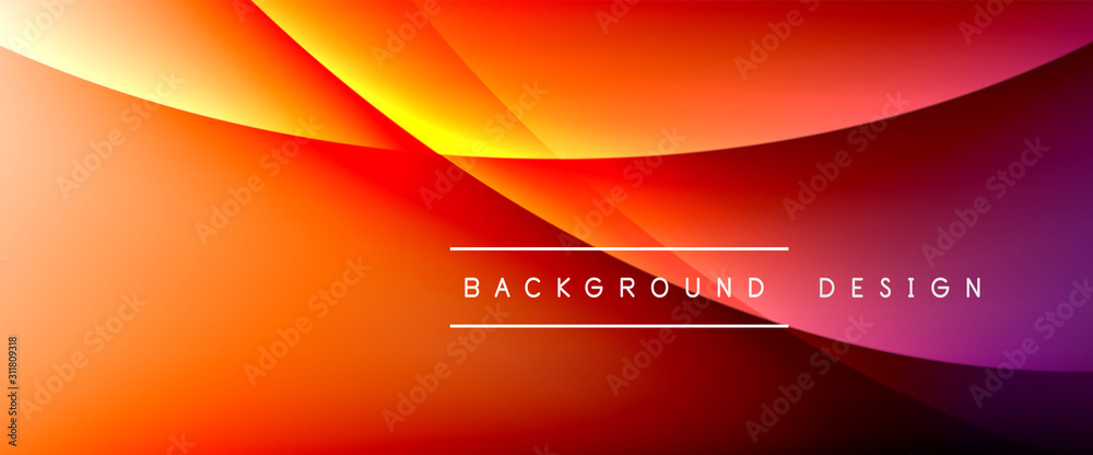 Wave liquid style lines with shadows and light on gradient background. Trendy simple fluid color gradient abstract background with dynamic straight shadow line effect