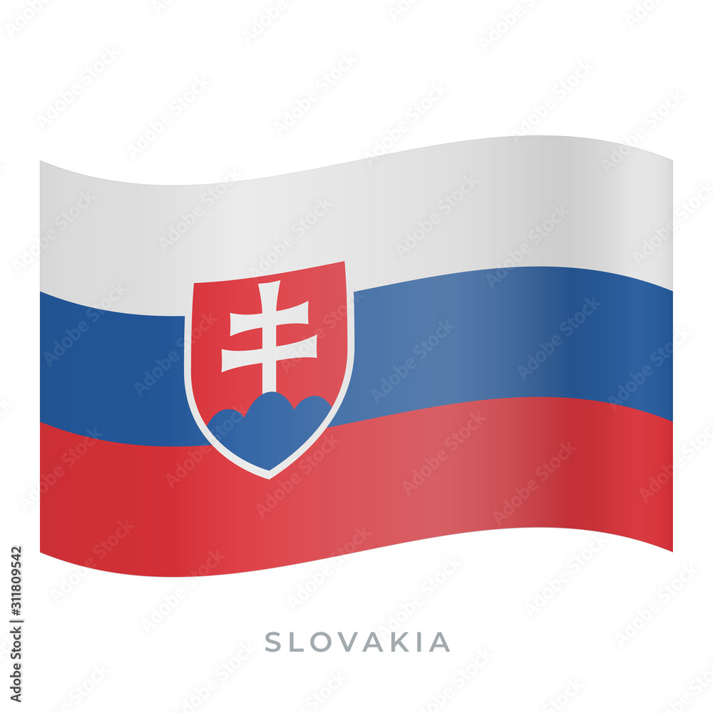 Slovakia waving flag vector icon. Vector illustration isolated on white.