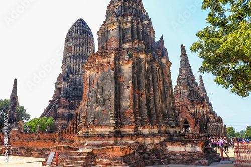 A beautiful view of Wat Chai Wattanaram temple in Ayutthaya, Thailand.