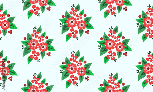 Beautiful Motif of Christmas floral background, for wrapping paper pattern, leaf flower drawing.