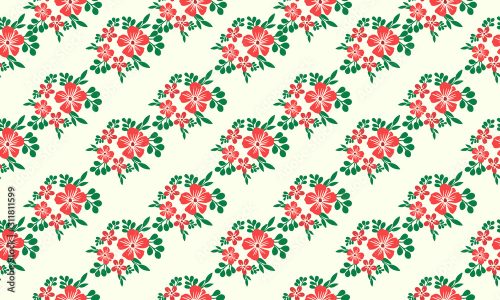 Christmas floral elegant pattern design, and red flower seamless background.