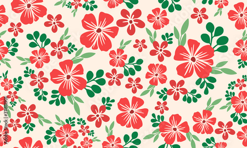 Christmas floral unique pattern decoration and red flower perfect blooms.