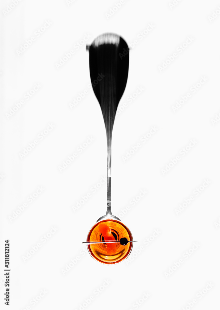Whiskey Cocktail on White Background with Shadow Whiskey Cocktail on White Background with Shadow