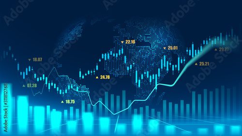 Fotografie, Tablou Stock market or forex trading graph concept