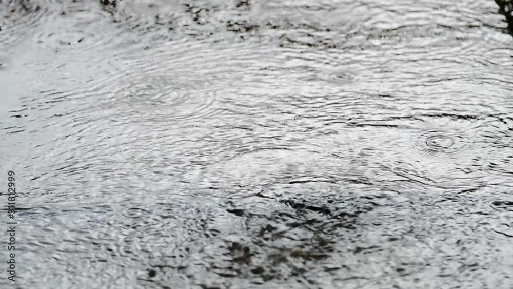 Rain drop on the street.