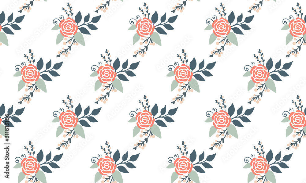 Fototapeta premium Happy valentine Elegant peach rose flower, floral pattern wallpaper background.