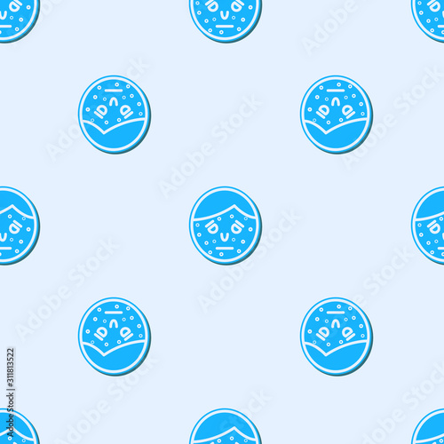 Blue line Face with psoriasis or eczema icon isolated seamless pattern on grey background. Concept of human skin response to allergen or chronic body problem. Vector Illustration