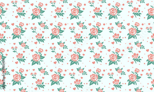 Modern wallpaper floral pattern for Valentine with peach rose flower design.