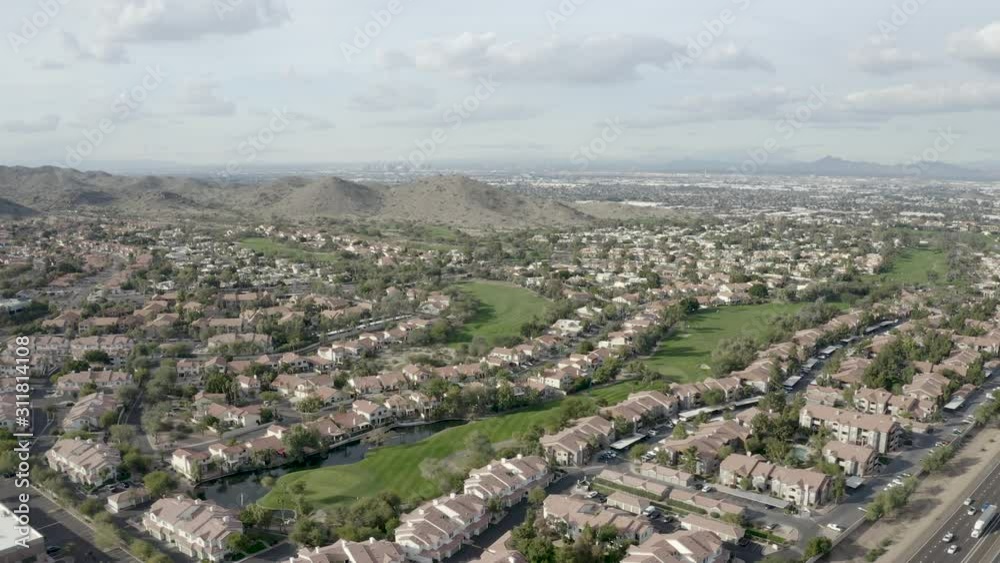 Aerial Drone View of Highway I-10 in Phoenix Tempe Chandler Arizona on a sunny day showing highway and surrounding areas Aerial Drone View of Highway I-10 in Phoenix Tempe Chandler Arizona on a sunny day showing highway and surrounding areas