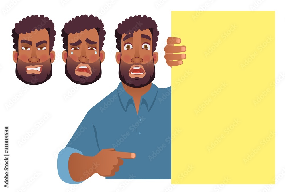 African man holding blank banner. African man holding blank banner.