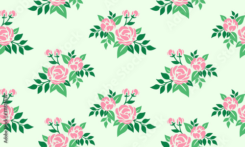 Simple pink rose flower  seamless floral pattern background  for happy valentine design.