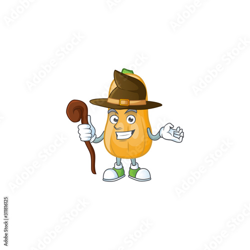Happy Face Witch butternut squash cartoon character style