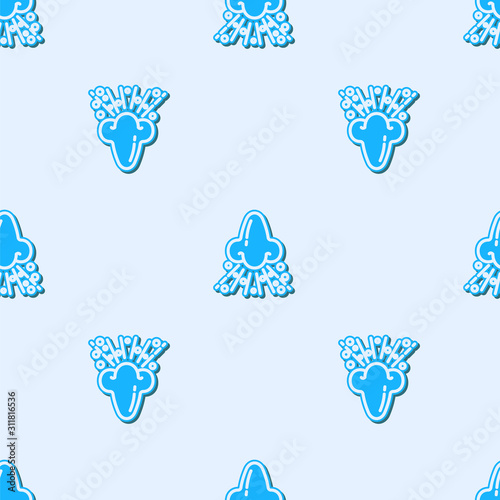Blue line Runny nose icon isolated seamless pattern on grey background. Rhinitis symptoms, treatment. Nose and sneezing. Nasal diseases. Vector Illustration