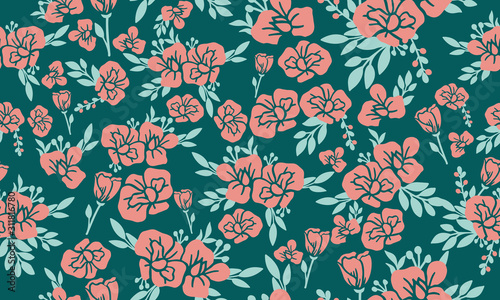 Flower seamless pattern for Valentine, with leaf flower modern drawing.
