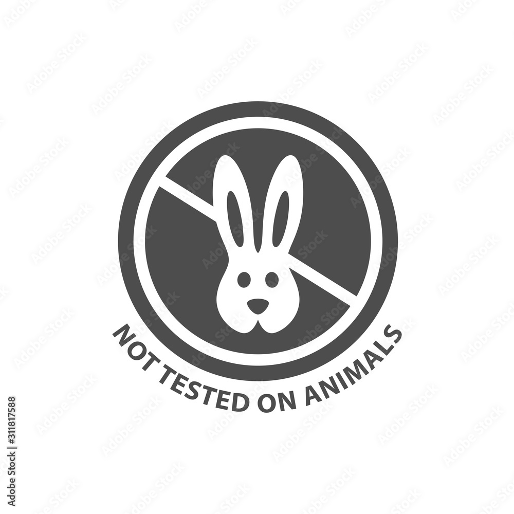 Fototapeta premium Not tested on animals round vector label stamp for cosmetics and products packaging.