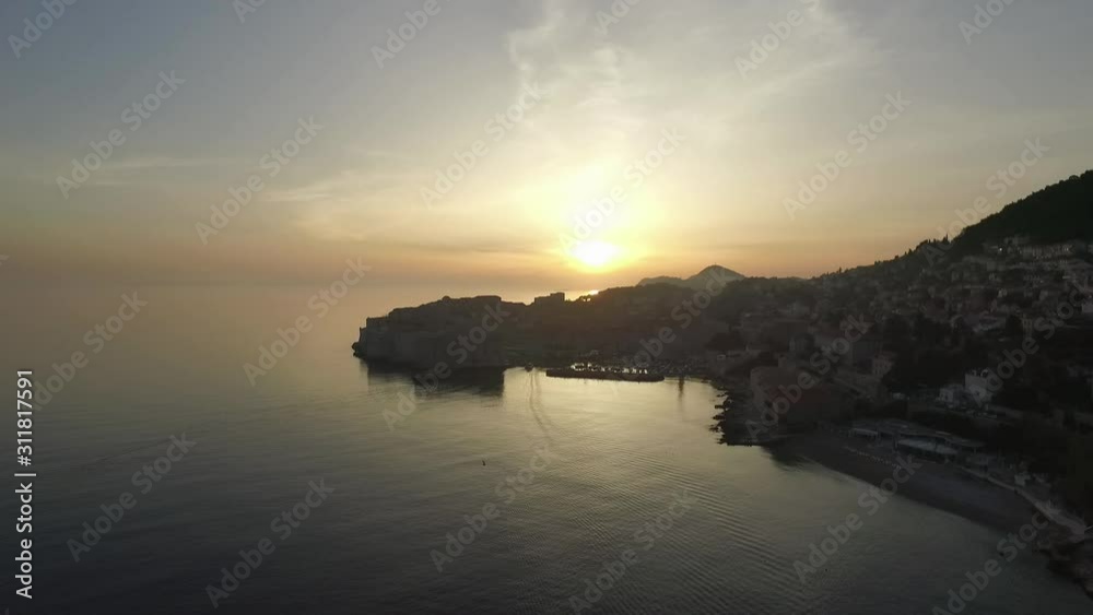 Aerial view of the Old Town of Dubrovnik and beautiful Adriatic sea at sunset, Croatia Aerial view of the Old Town of Dubrovnik and beautiful Adriatic sea at sunset, Croatia