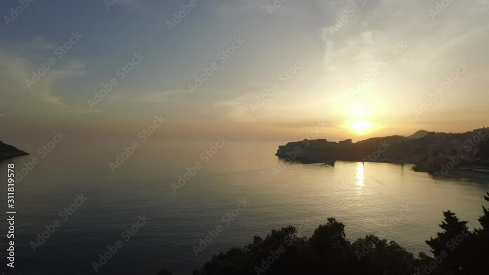 Aerial view of the Old Town of Dubrovnik and beautiful Adriatic sea at sunset, Croatia Aerial view of the Old Town of Dubrovnik and beautiful Adriatic sea at sunset, Croatia