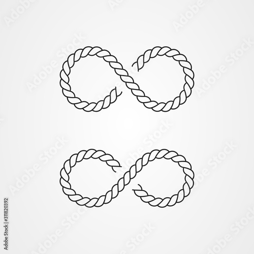 Rope icon logo design with infinity symbol shaped. vector illustration.