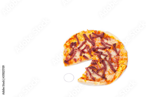 Homemade pizza with white background, design, texture