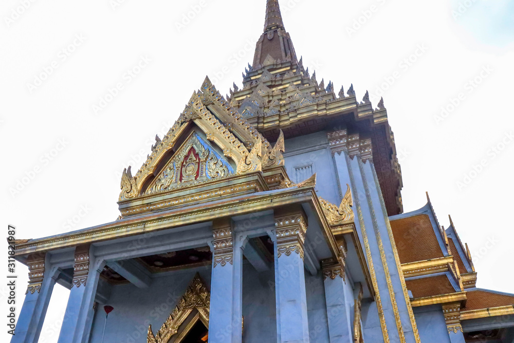 A beautiful view of Wat Traimit temple in Bangkok, Thailand.