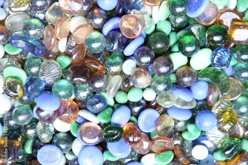 Colorful decorative stones in close up - background