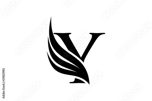 Initial letter Y logo and wings symbol. Wings design element,  initial Letter Y logo Icon, Initial Logo Template