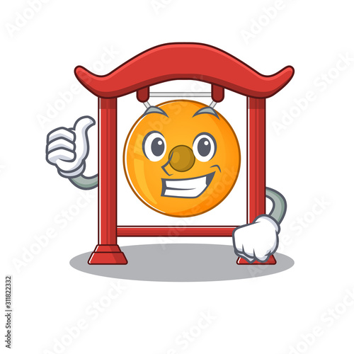 Smiley mascot of chinese gong Scroll making Thumbs up gesture