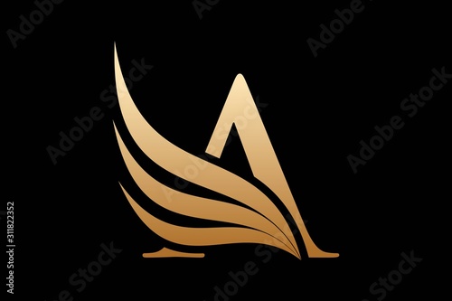 Initial letter A logo and wings symbol. Wings design element,  initial Letter A logo Icon, Initial Logo Template