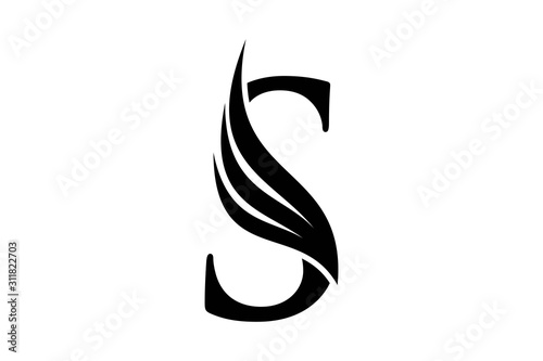 Initial letter S logo and wings symbol. Wings design element,  initial Letter S logo Icon, Initial Logo Template