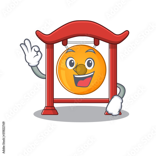 Chinese gong Scroll mascot design making an Okay gesture