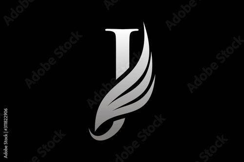 Initial letter J logo and wings symbol. Wings design element,  initial Letter J logo Icon, Initial Logo Template