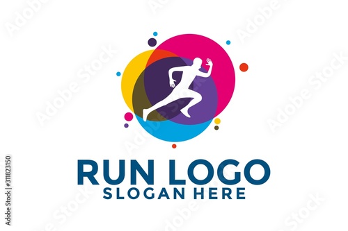 Running Man silhouette Logo Designs, Marathon logo template, run logo vector