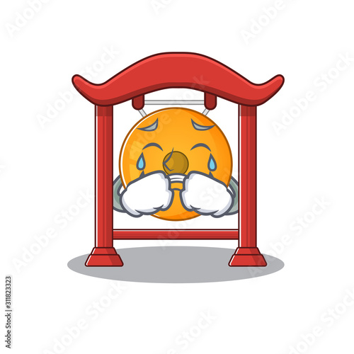 Sad Crying chinese gong Scroll cartoon character design