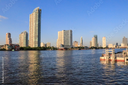 A beautiful view of Chao Phraya River in Bangkok  Thailand.