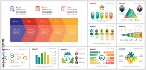 Set of graphic business infographic diagrams